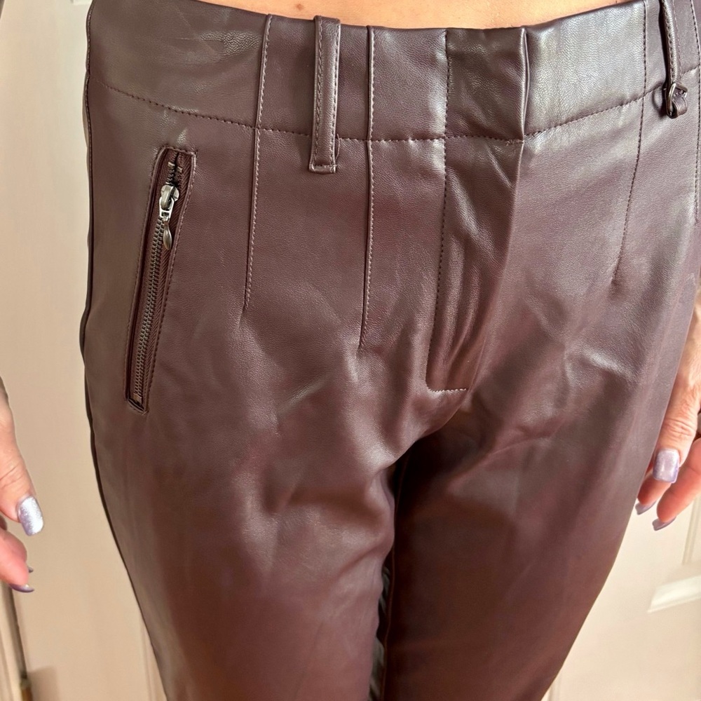 The Limited Plum “Leather” Warm Straight Leg Pants